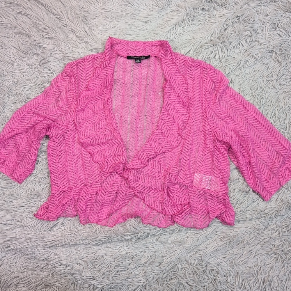 Chadwicks Of Boston Shirt Womens 12 Pink Sheer Preppy Open Front Lightweight